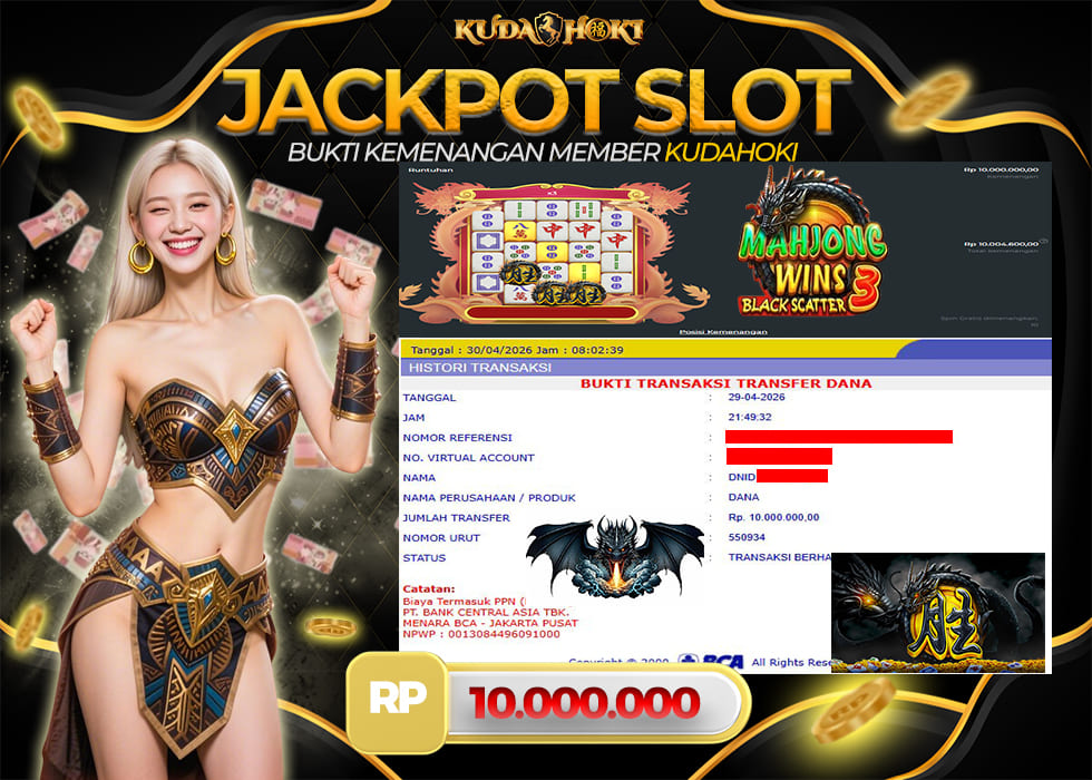 KUDAHOKI JACKPOT SLOT MAHJONG WINS 3 -BLACK SCATTER RP 10.000.000 ,- LUNAS