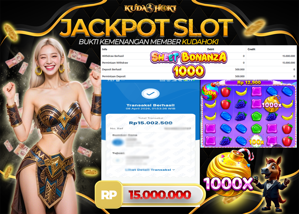 KUDAHOKI JACKPOT SLOT SWEET BONANZA 1000 RP 15.000.000 ,- LUNAS
