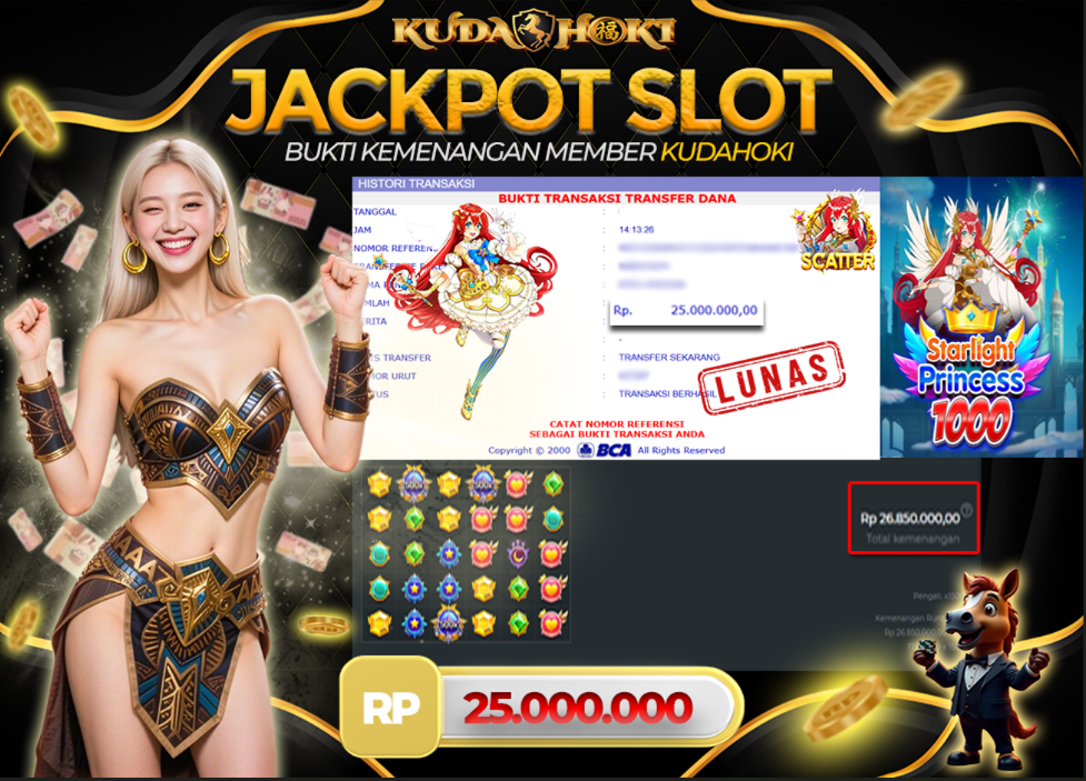 KUDAHOKI JACKPOT SLOT STARLIGHT PRINCESS X1000 RP 25.000.000 ,- LUNAS