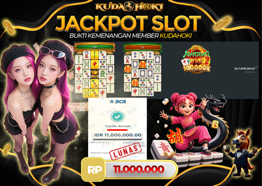 KUDAHOKI JACKPOT SLOT MAHJONG WINS 2 RP 11.000.000 ,- LUNAS
