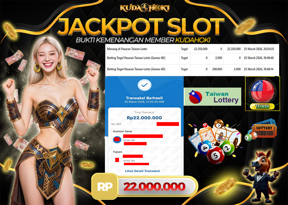 KUDAHOKI JACKPOT TOGEL TAIWAN LOTTERY RP 22.000.000 ,- LUNAS