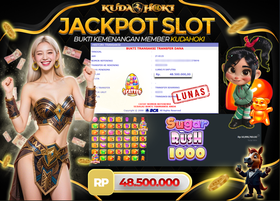 KUDAHOKI JACKPOT SLOT SUGAR RUSH 1000 RP 48.500.000 ,- LUNAS