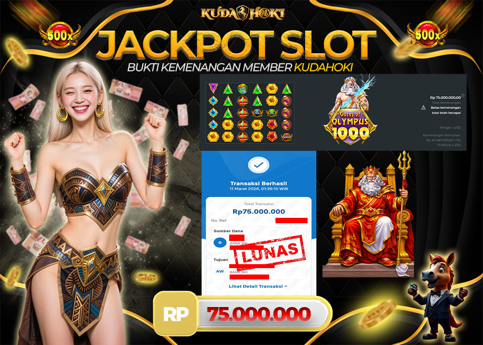KUDAHOKI JACKPOT SLOT GATES OF OLYMPUS 1000 RP 75.000.000 ,- LUNAS