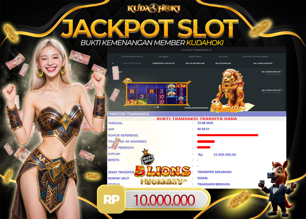 KUDAHOKI JACKPOT SLOT 5 LIONS MEGAWAYS 2 RP 10.000.000 ,- LUNAS