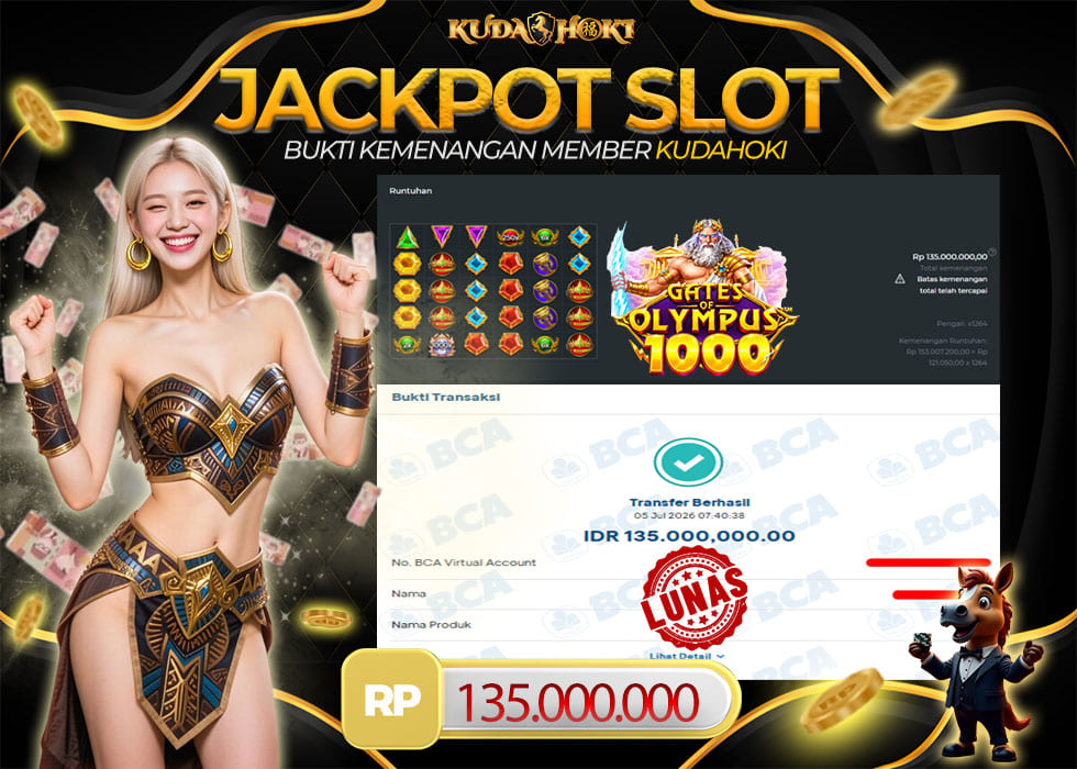 KUDAHOKI JACKPOT SLOT GATES OF OLYMPUS 1000 RP 135.000.000 ,- LUNAS