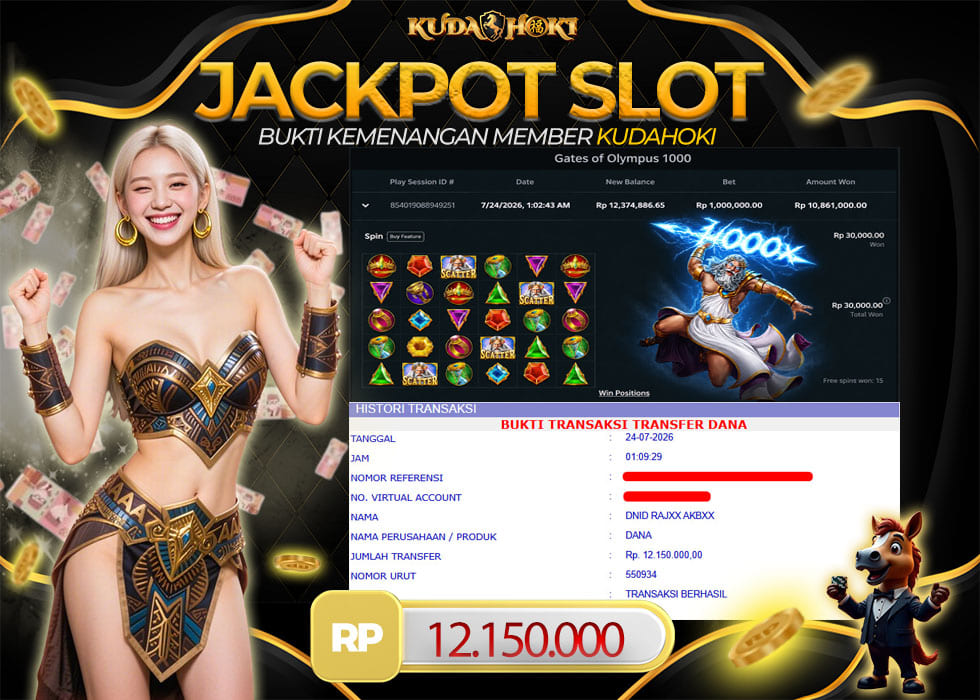 KUDAHOKI JACKPOT SLOT GATES OF OLYMPUS 1000 RP 12.150.000 ,- LUNAS