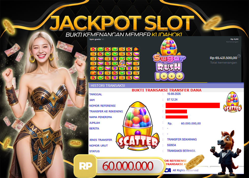 KUDAHOKI JACKPOT SLOT SUGAR RUSH 1000 RP 60.000.000 ,- LUNAS