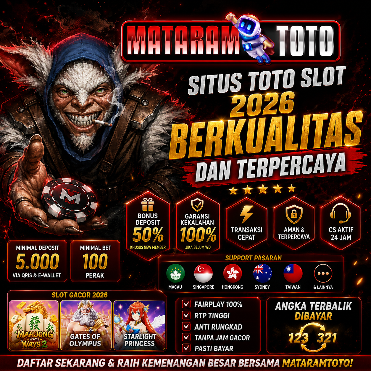 MATARAMTOTO: Situs Toto Togel 4D Resmi
Bandar BBFS Online Terpercaya
