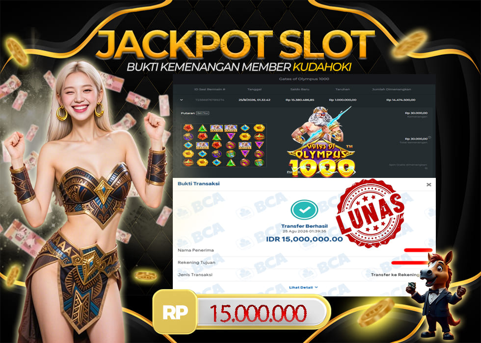 KUDAHOKI JACKPOT SLOT GATES OF OLYMPUS RP 15.000.000 ,- LUNAS