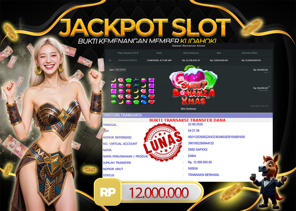 KUDAHOKI JACKPOT SLOT SWEET BONANZA XMAS RP 12.000.000 ,- LUNAS