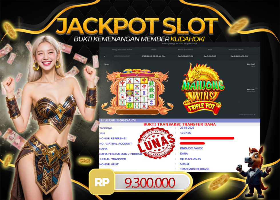 KUDAHOKI JACKPOT SLOT MAHJONG WINS TRIPLE POT RP 9.300.000 ,- LUNAS