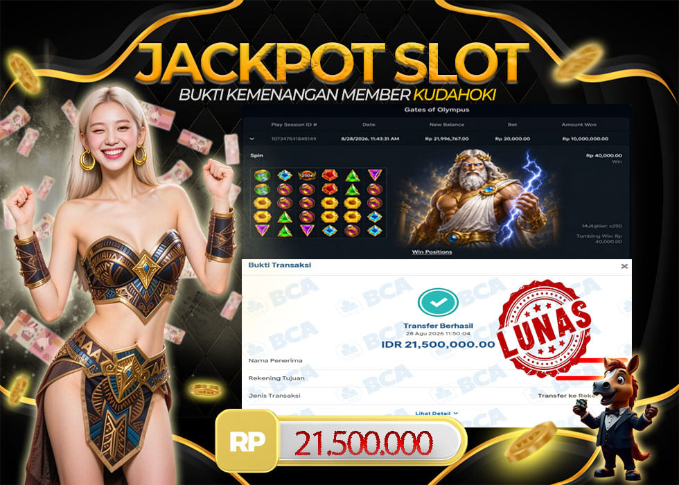 KUDAHOKI JACKPOT SLOT GATES OF OLYMPUS RP 21.500.000 ,- LUNAS