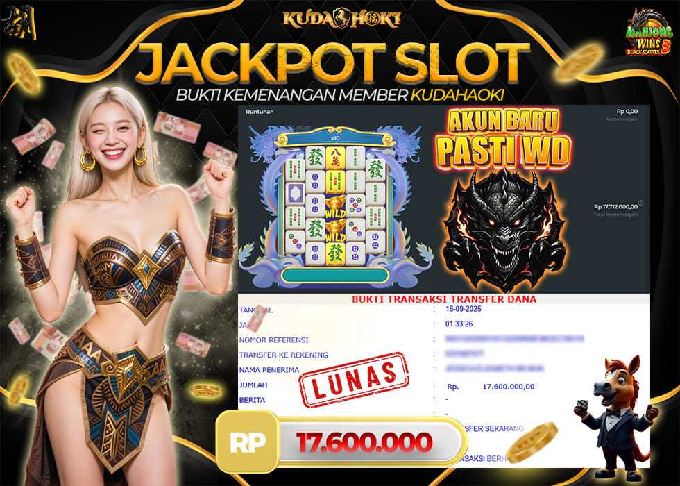KUDAHOKI JACKPOT JACKPOT MAHJONG WINS 3 BLACK SCATTER RP 17.600.000 ,- LUNAS