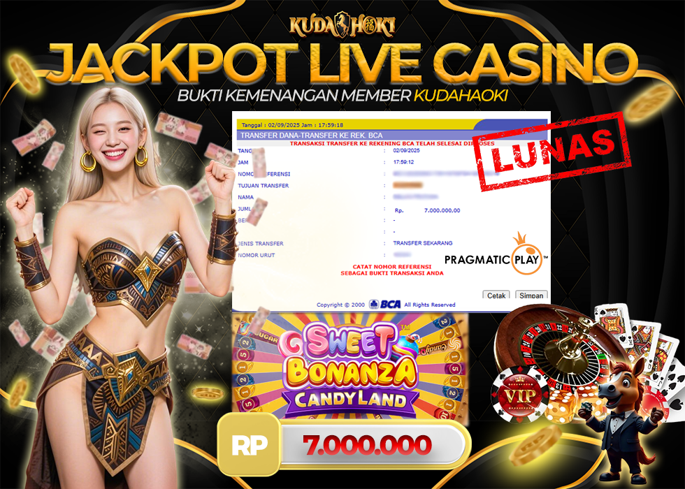 KUDAHOKI JACKPOT LIVE CASINO PRAGMATIC PLAY RP 7.000.000 ,- LUNAS