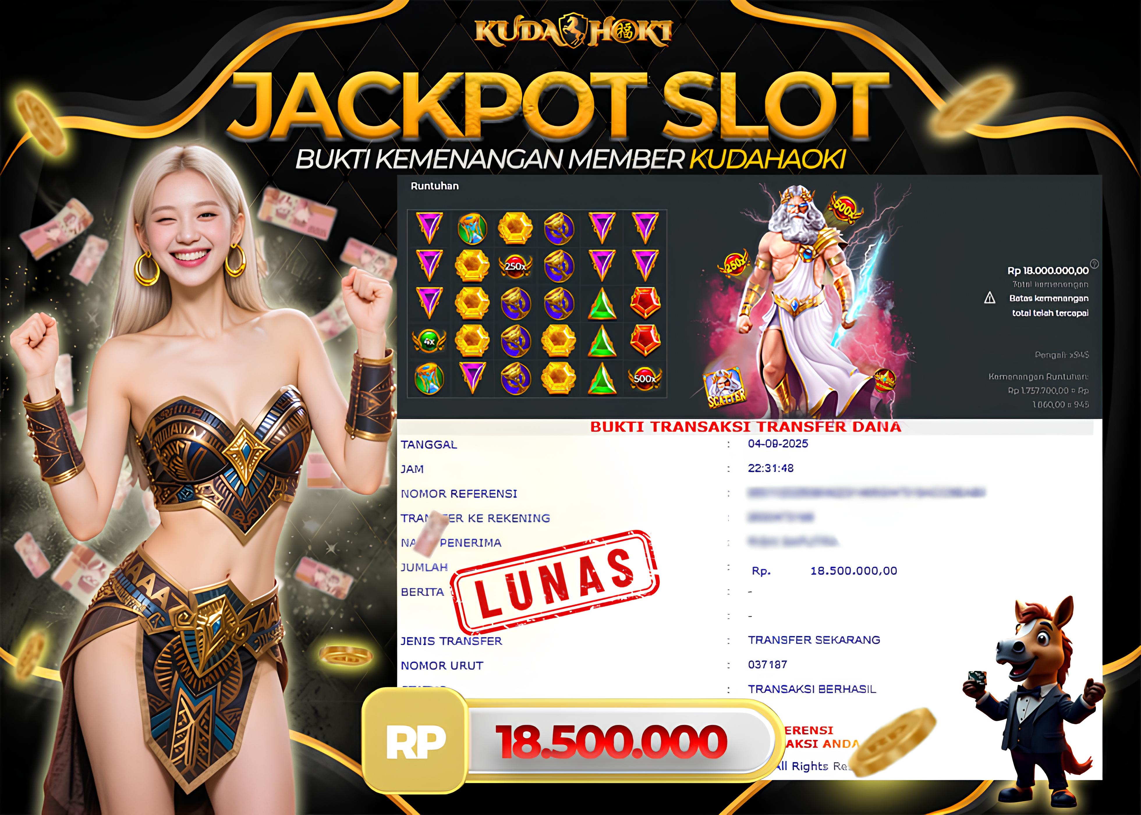 KUDAHOKI JACKPOT GATES OF OLYMPUS PRAGMATIC PLAY RP 18.500.000 ,- LUNAS