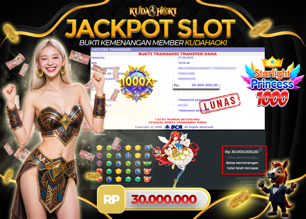 KUDAHOKI JACKPOT SLOT STARLIGHT PRINCESS RP 30.000.000 ,- LUNAS