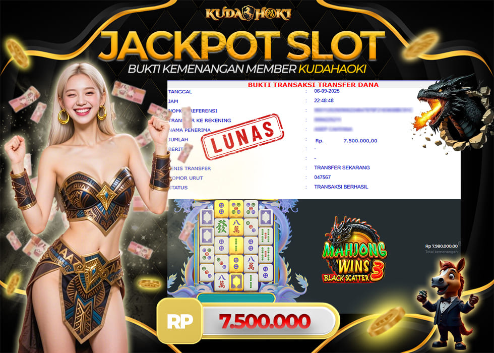 KUDAHOKI JACKPOT MAHJONG WINS 3 BLACK SCATTER RP 7.500.000 ,- LUNAS