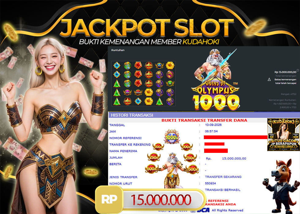 KUDAHOKI JACKPOT SLOT GATES OF OLYMPUS 1000 RP 15.000.000 ,- LUNAS