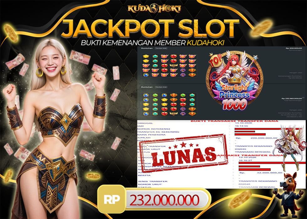 KUDAHOKI JACKPOT SLOT STARLIGHT PRINCESS 1000 RP 232.000.000.,- LUNAS
