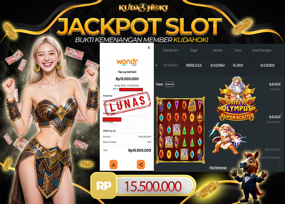 KUDAHOKI JACKPOT SLOT GATES OF OLYMPUS SUPER SCATTER RP 15.500.000 ,- LUNAS
