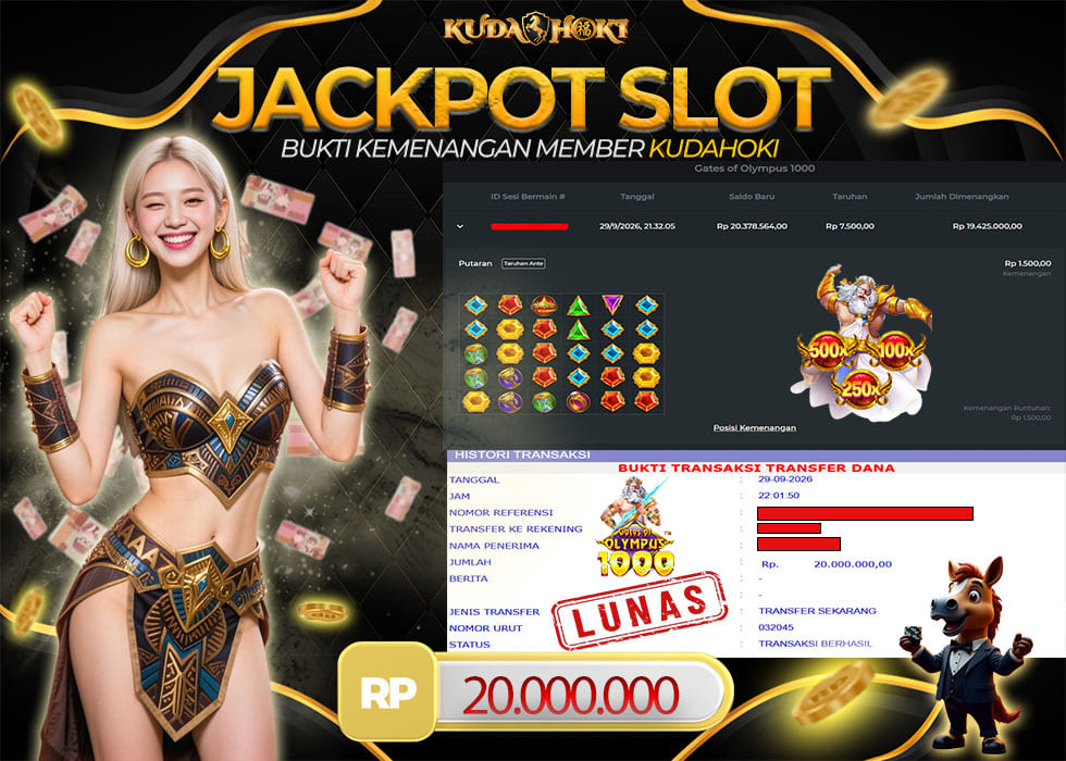 KUDAHOKI JACKPOT SLOT GATES OF OLYMPUS 1000 RP 20.000.000 ,- LUNAS