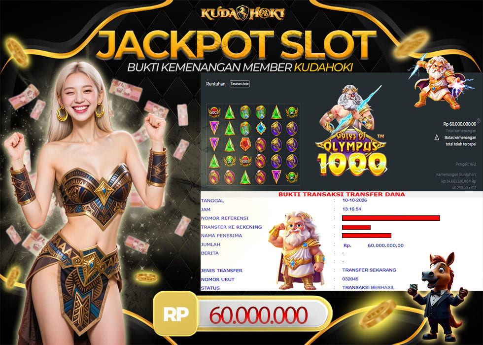 KUDAHOKI JACKPOT SLOT GATES OF OLYMPUS 1000 RP 60.000.000 ,- LUNAS
