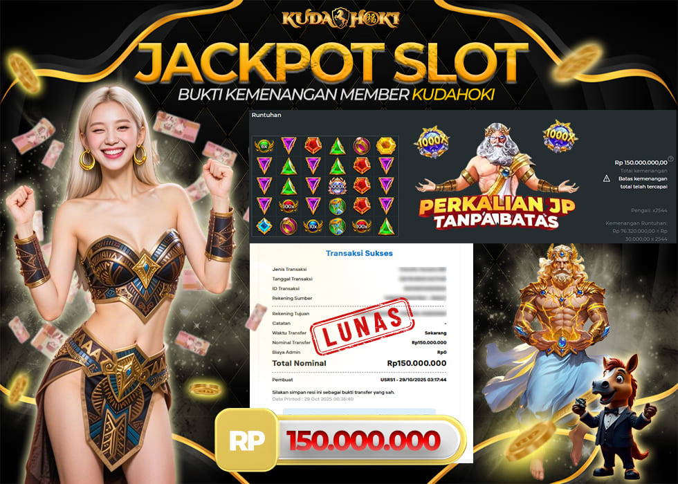 KUDAHOKI JACKPOT SLOT GATES OF OLYMPUS X 1000 RP 150.000.000 ,- LUNAS