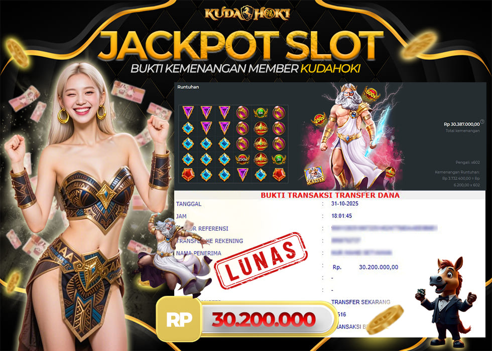 KUDAHOKI JACKPOT SLOT GATES OF OLYMPUS X 1000 RP 30.200.000 ,- LUNAS