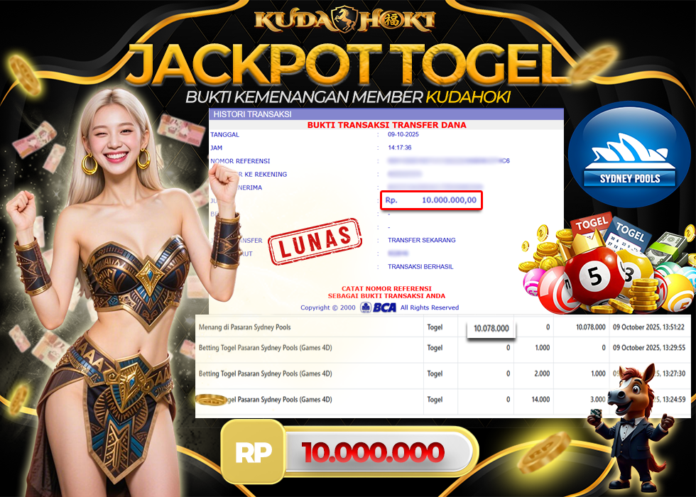 KUDAHOKI JACKPOT TOGEL SYDNEY POOLS RP 10.000.000 ,- LUNAS