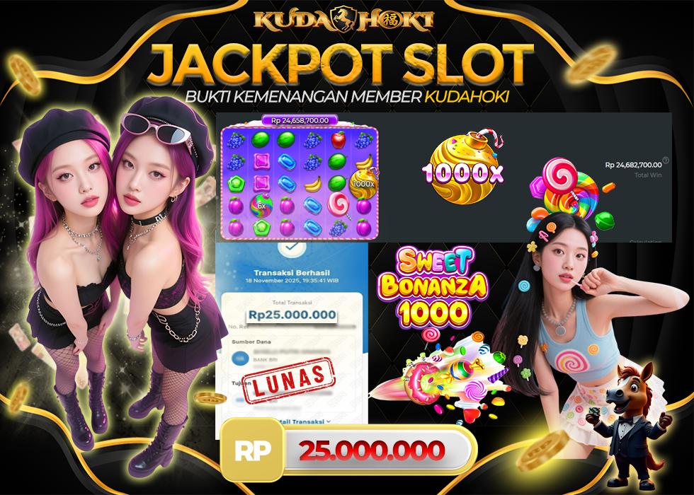 KUDAHOKI JACKPOT SLOT SWEET BONANZA 1000 RP 25.000.000 ,- LUNAS