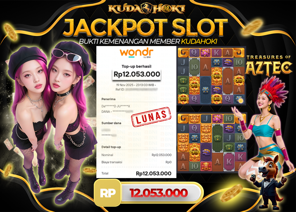 KUDAHOKI JACKPOT SLOT TREASURES OF AZTECS RP 12.053.000 ,- LUNAS