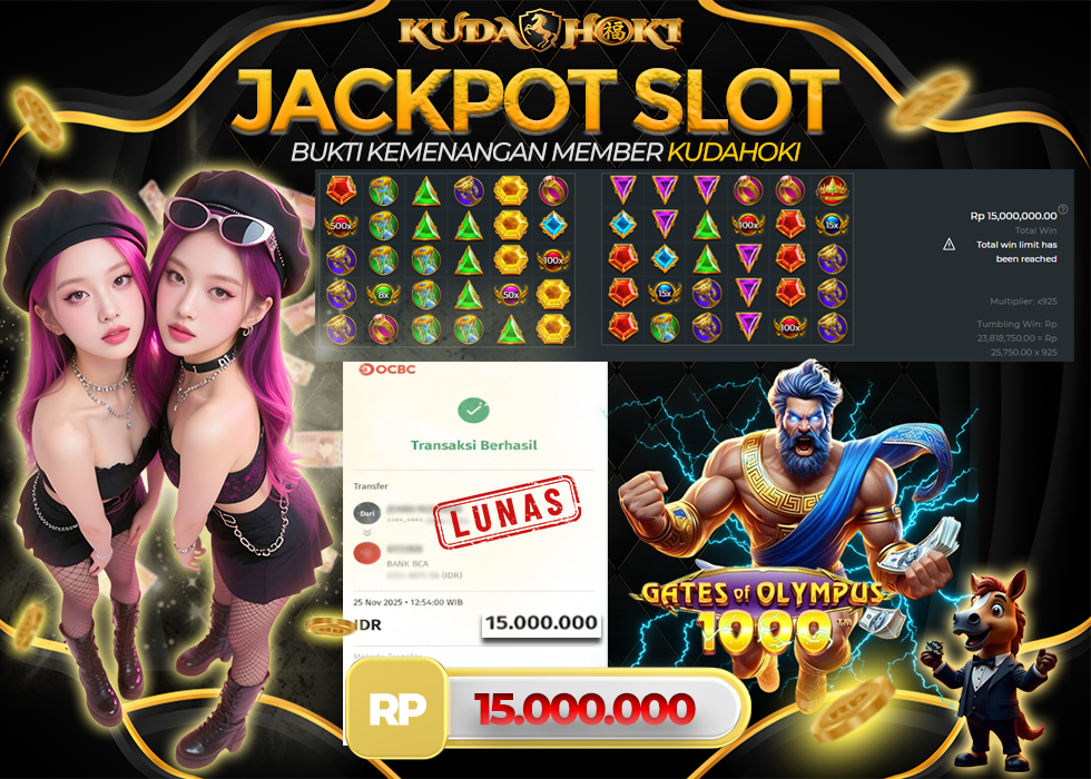 KUDAHOKI JACKPOT SLOT GATES OF OLYMPUS 1000 RP 15.000.000 ,- LUNAS