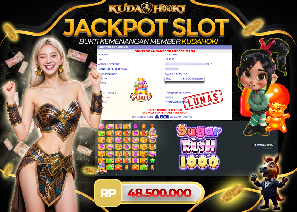 KUDAHOKI JACKPOT SLOT SUGAR RUSH 1000 RP 48.500.000 ,- LUNAS