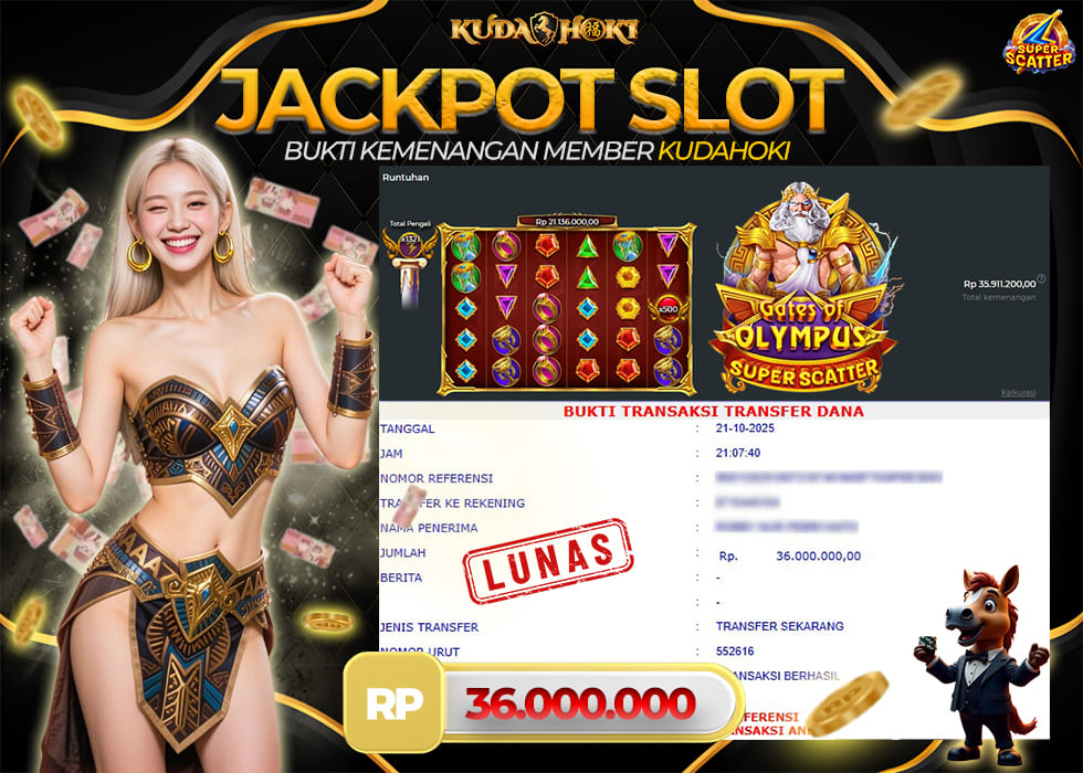 KUDAHOKI JACKPOT SLOT GATES OF OLYMPUS SUPER SCATTER RP 36.000.000 ,- LUNAS