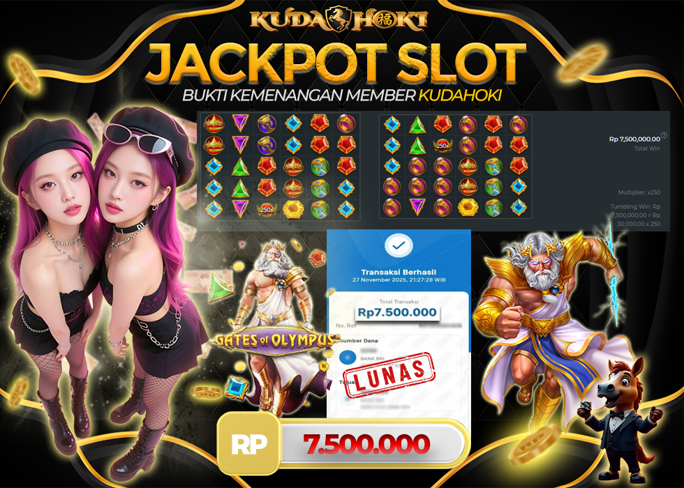 KUDAHOKI JACKPOT SLOT GATES OF OLYMPUS RP 7.500.000 ,- LUNAS