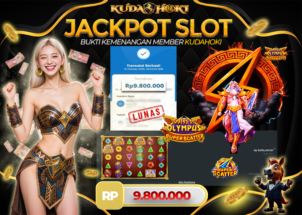 KUDAHOKI JACKPOT SLOT GATES OF OLYMPUS SUPER SCATTER RP 9.800.000 ,- LUNAS