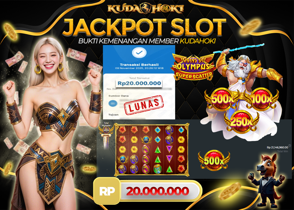 KUDAHOKI JACKPOT SLOT GATES OF OLYMPUS SUPER SCATTER RP 20.000.000 ,- LUNAS