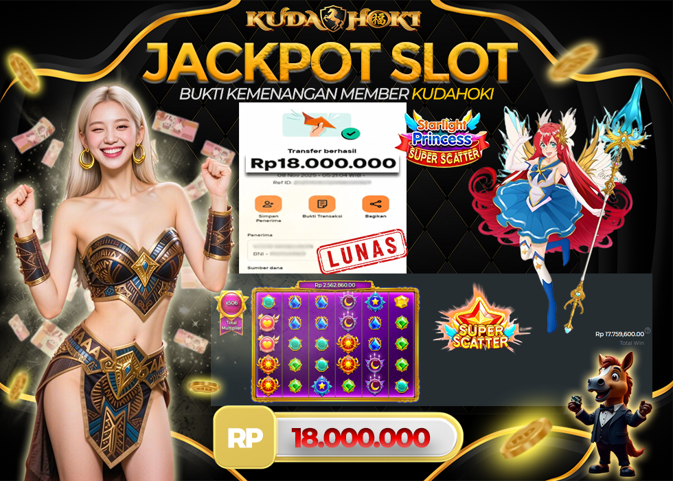 KUDAHOKI JACKPOT SLOT STARLIGHT PRINCESS SUPER SCATTER RP 18.000.000 ,- LUNAS