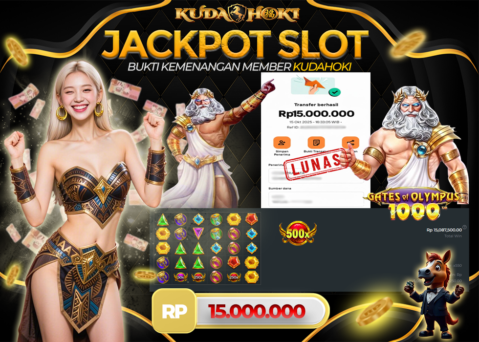 KUDAHOKI JACKPOT SLOT GATES OF OLYMPUS 1000 RP 15.000.000 ,- LUNAS