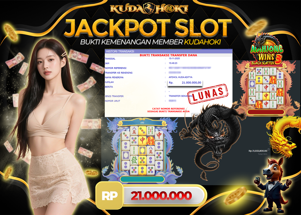 KUDAHOKI JACKPOT SLOT MAHJONG SCATTER HITAM RP 21.000.000 ,- LUNAS