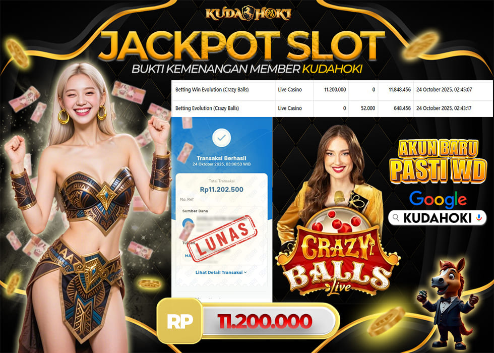 KUDAHOKI JACKPOT WIN EVOLUTION CRAZY BALL RP 11.200.000 ,- LUNAS