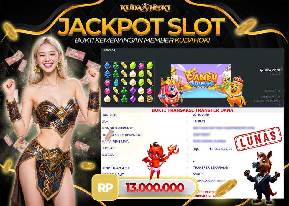KUDAHOKI JACKPOT SLOT CANDY VILLAGE RP 13.000.000 ,- LUNAS
