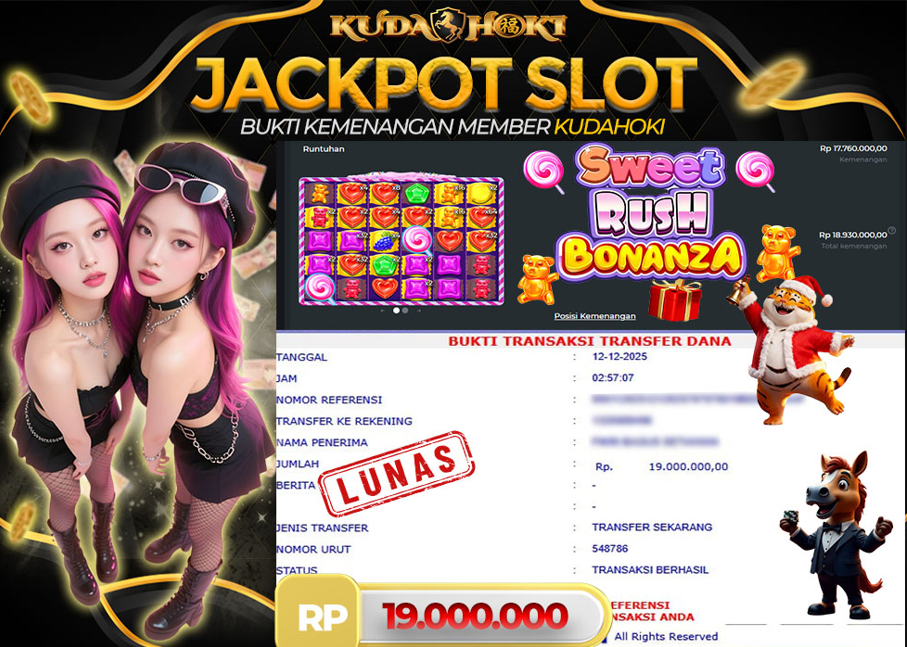KUDAHOKI JACKPOT SLOT SWEET RUSH BONANZA RP 19.000.000 ,- LUNAS