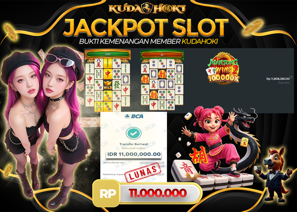 KUDAHOKI JACKPOT SLOT MAHJONG WINS 2 RP 11.000.000 ,- LUNAS