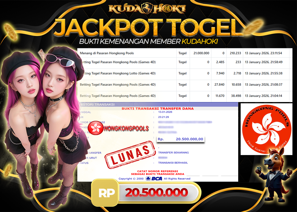 KUDAHOKI JACKPOT TOGEL HONGKONG POOLS RP 20.500.000 ,- LUNAS