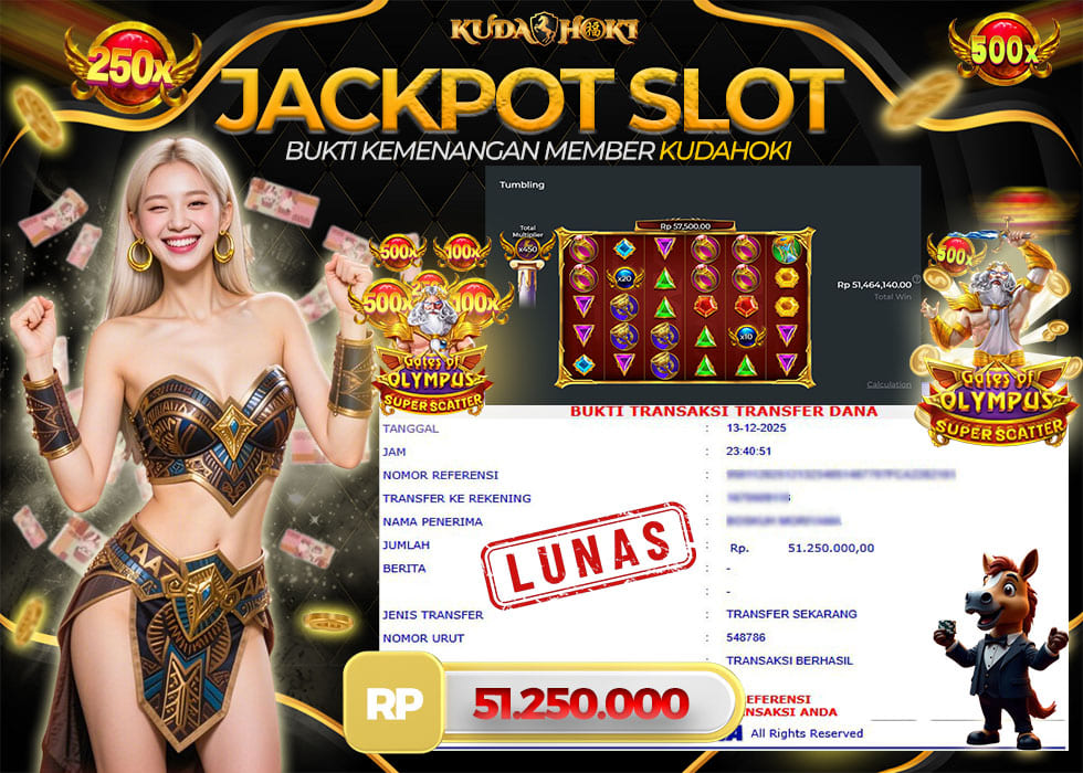 KUDAHOKI JACKPOT SLOT GATES OF OLYMPUS SUPER SCATTEER RP 51.250.000 ,- LUNAS