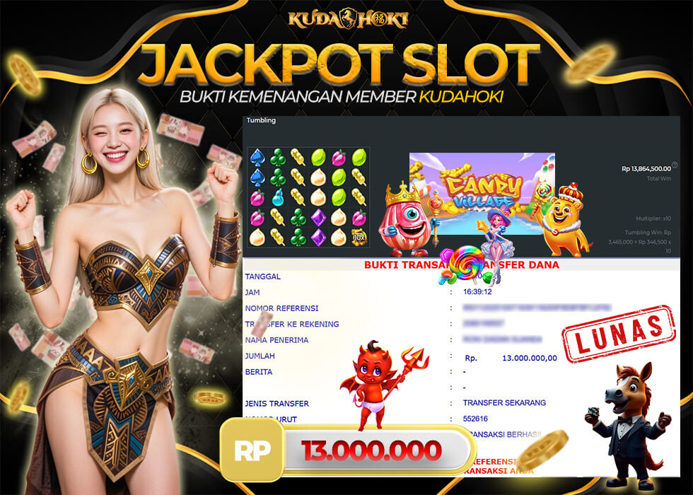 KUDAHOKI JACKPOT SLOT CANDY VILLAGE RP 13.000.000 ,- LUNAS