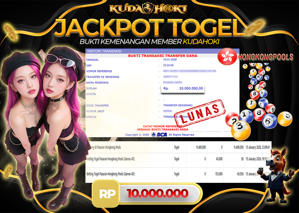 KUDAHOKI JACKPOT TOGEL HONGKONG POOLS RP 10.000.000 ,- LUNAS