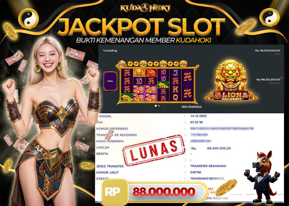 KUDAHOKI JACKPOT SLOT 5 LIONS MEGAWAYS RP 88.000.000 ,- LUNAS