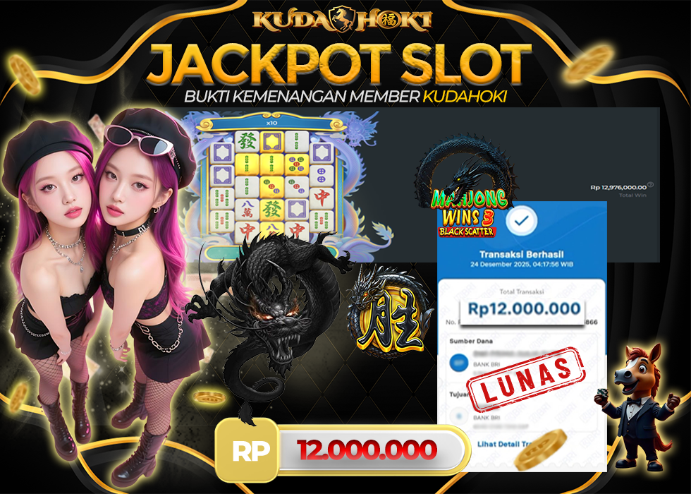 KUDAHOKI JACKPOT SLOT MAHJONG BLACK SCATTER RP 12.000.000 ,- LUNAS